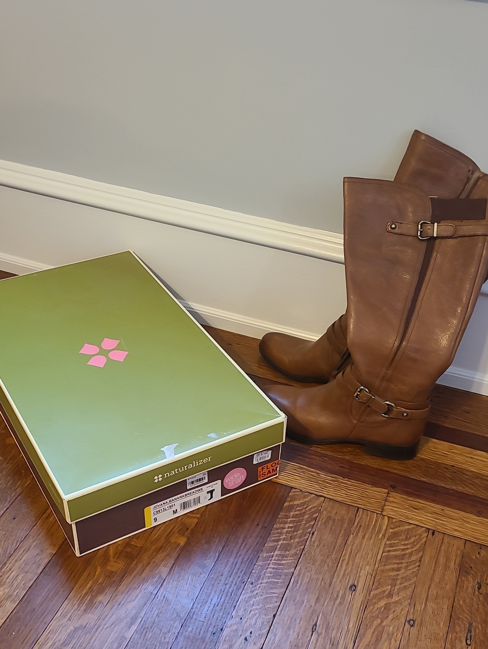 Naturalizer Tan Leather Knee-High Riding Boots